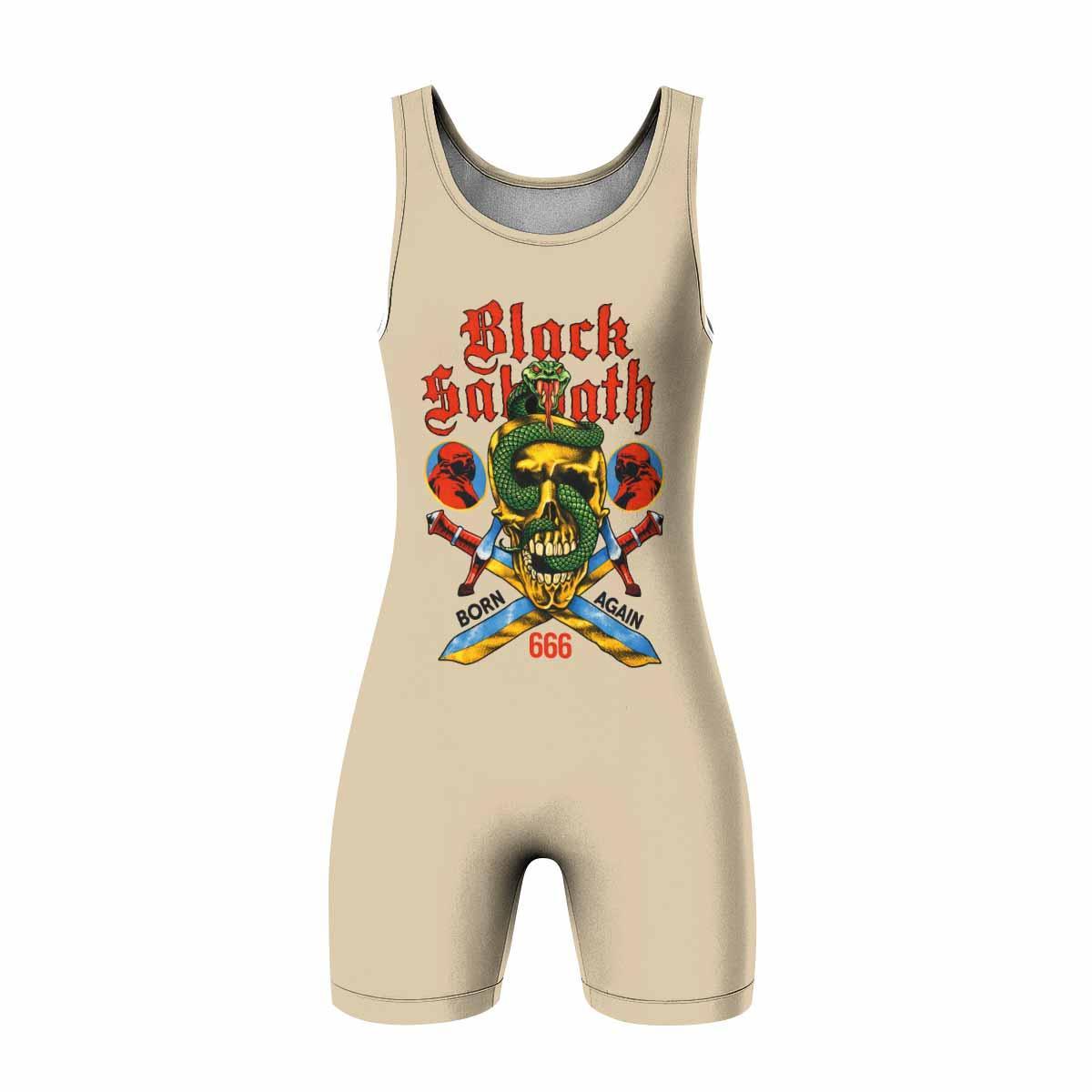 Black Sabbath Born Again Wrestling Singlet - front view mockup