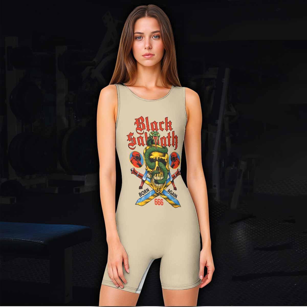 Black Sabbath Born Again Wrestling Singlet - women's lifestyle view