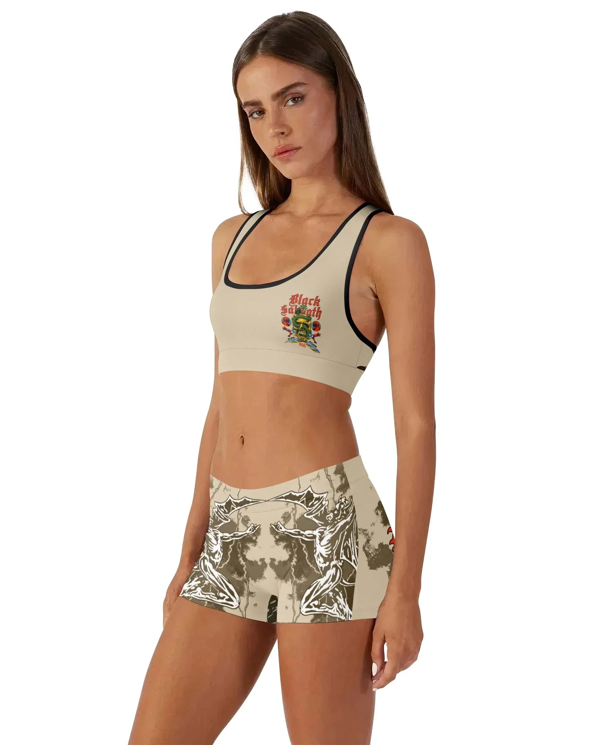 Black Sabbath Born Again Women's Workout Set - side lifestyle view