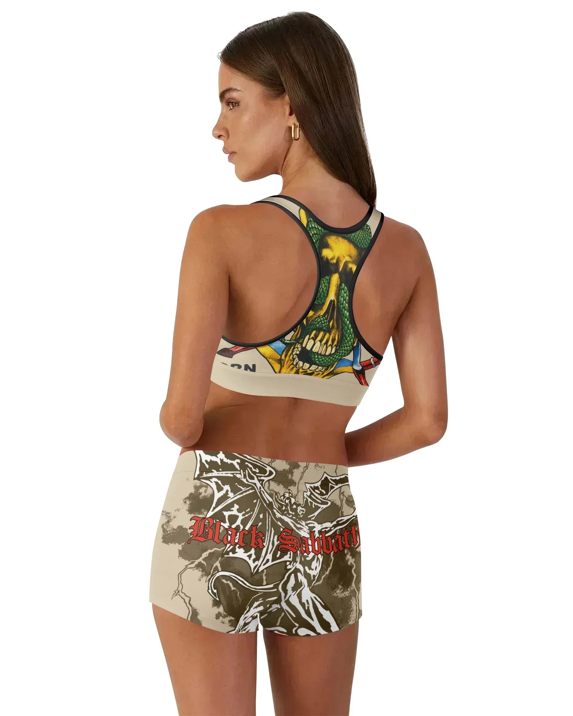 Black Sabbath Born Again Women's Workout Set - back lifestyle view