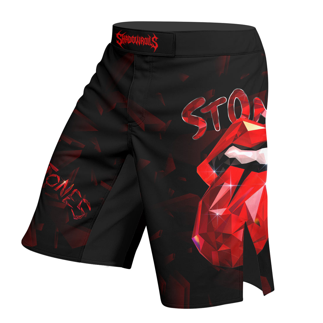 The Rolling Stones Tongue Logo Fight Shorts - right side mockup