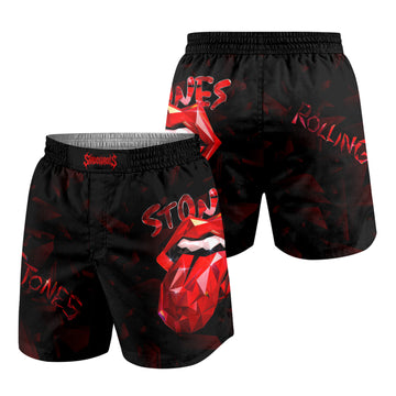 The Rolling Stones Tongue Logo Grappling Shorts - front and back view