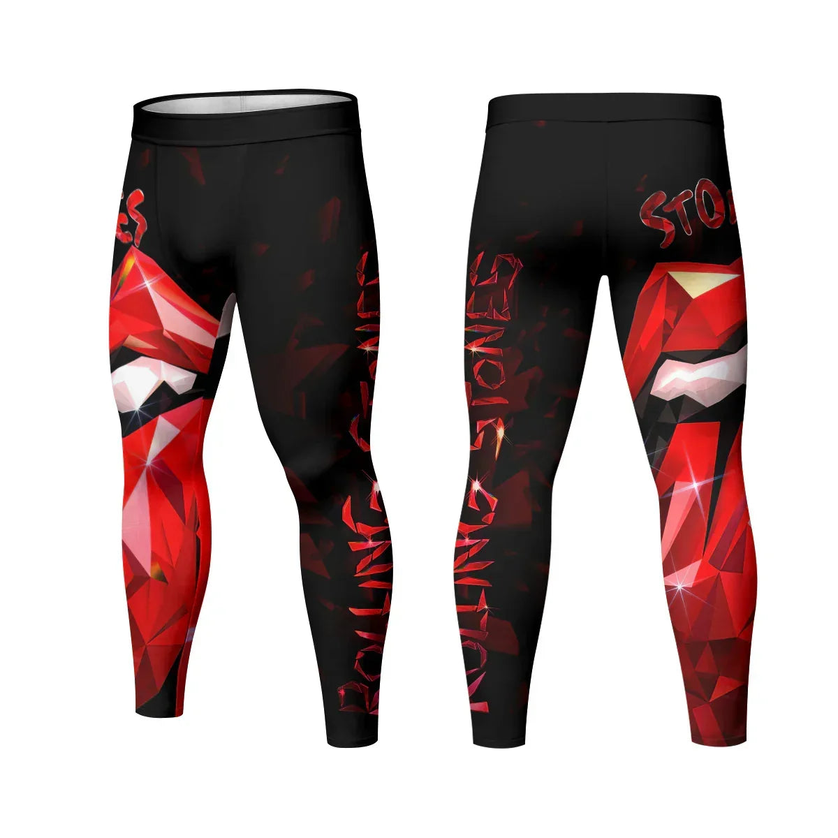 The Rolling Stones Tongue Logo Men's Leggings - front and back view
