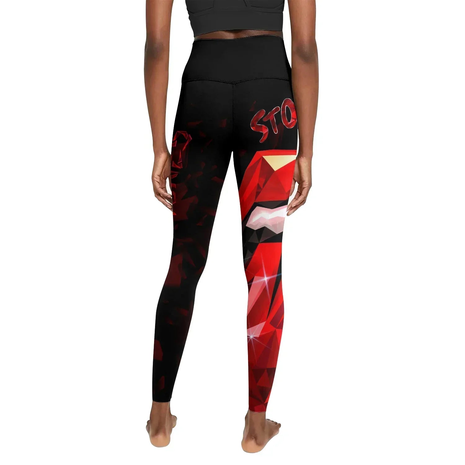 The Rolling Stones Tongue Logo Women's Leggings - back view mockup