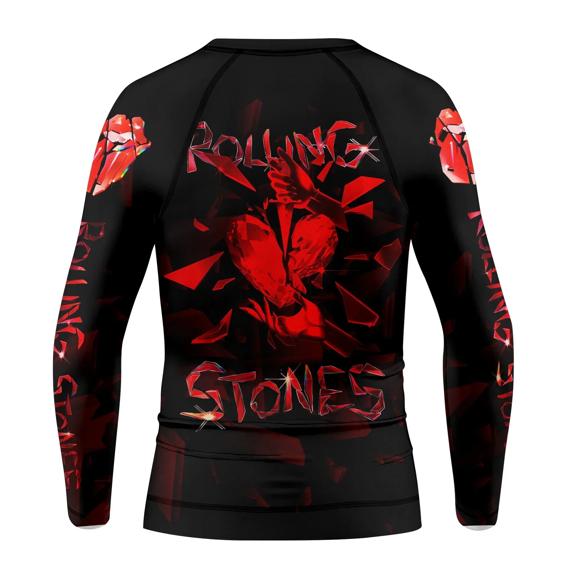 The Rolling Stones Tongue Logo Kids Rash Guard Long Sleeve - back view mockup