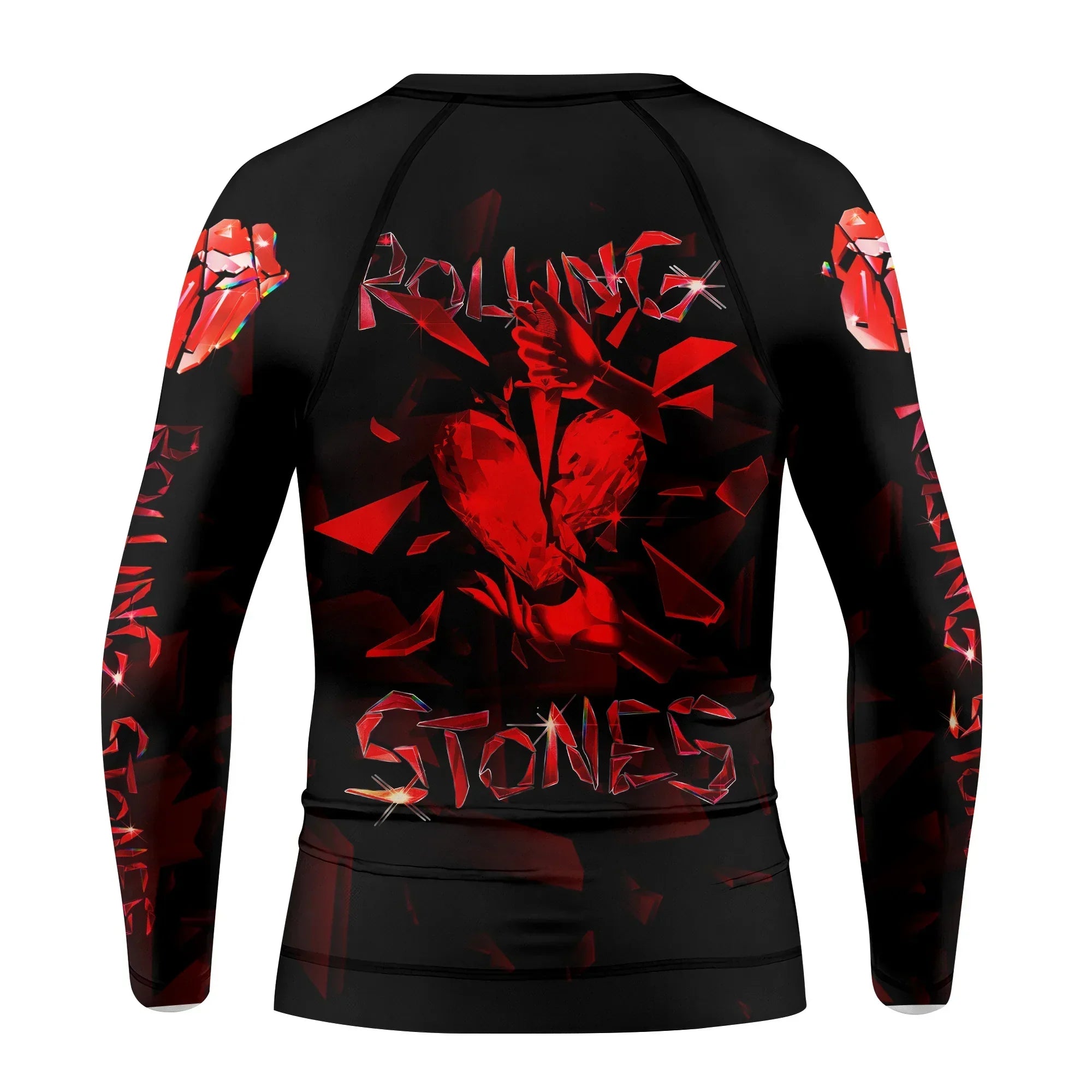The Rolling Stones Tongue Logo Kids Rash Guard Long Sleeve - back view mockup