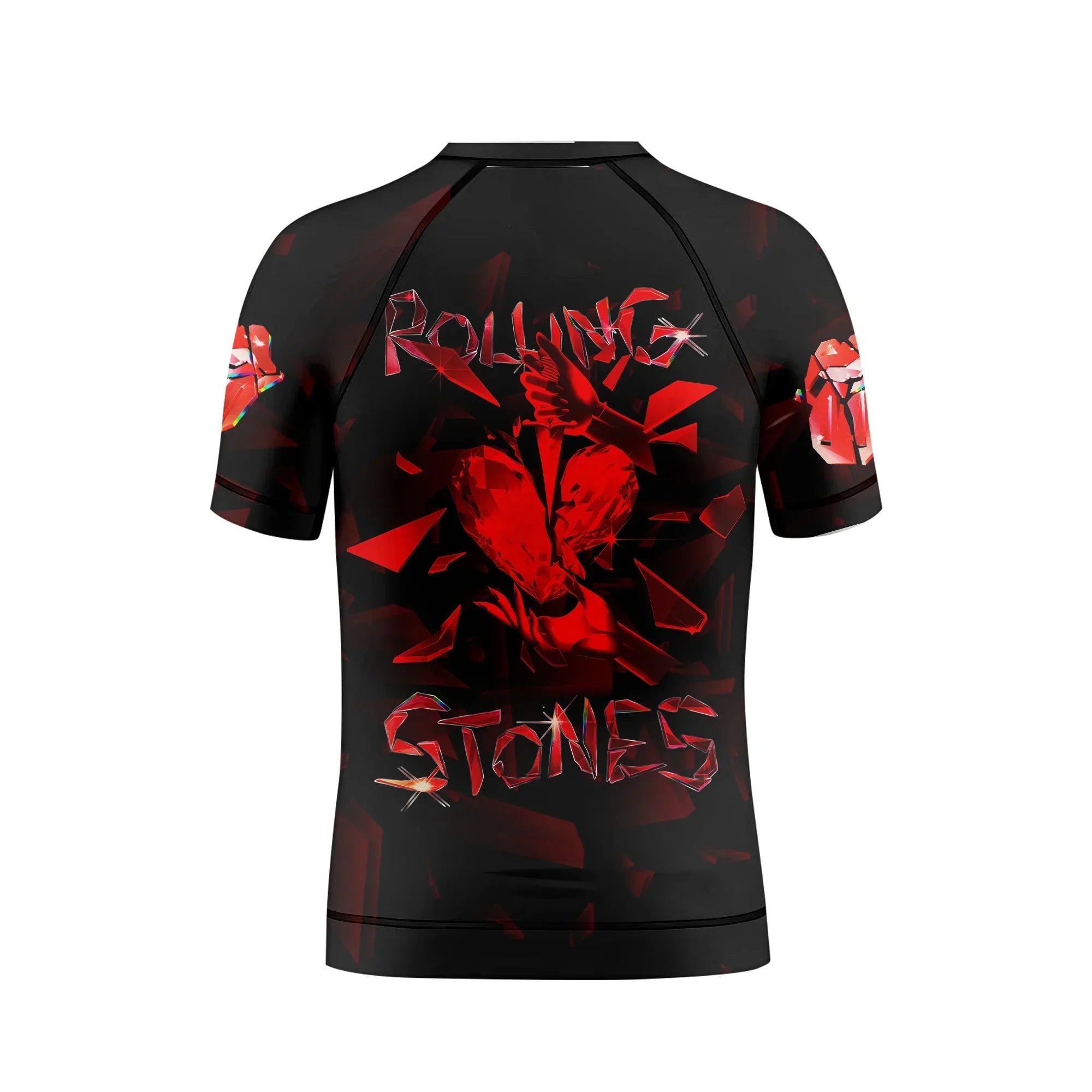 The Rolling Stones Tongue Logo Kids Rash Guard Short Sleeve - back view mockup