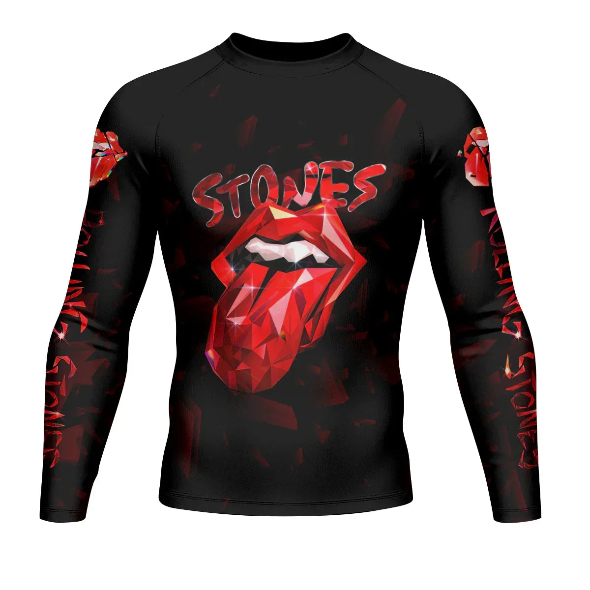 The Rolling Stones Tongue Logo Men's Rash Guard Long Sleeve - front view mockup