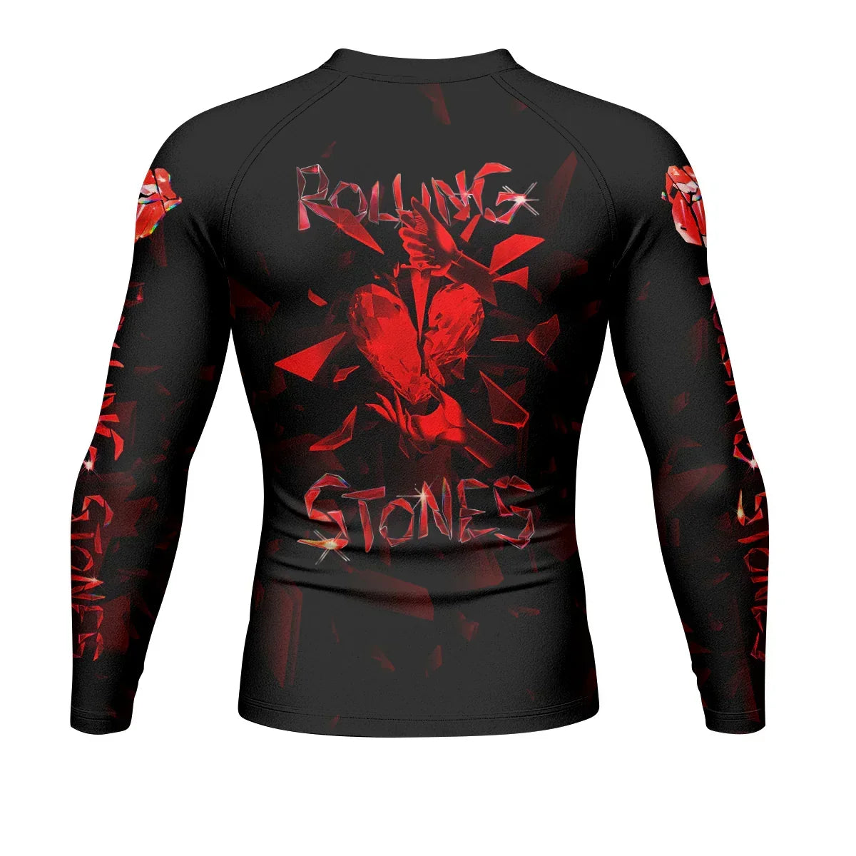The Rolling Stones Tongue Logo Men's Rash Guard Long Sleeve - back view mockup