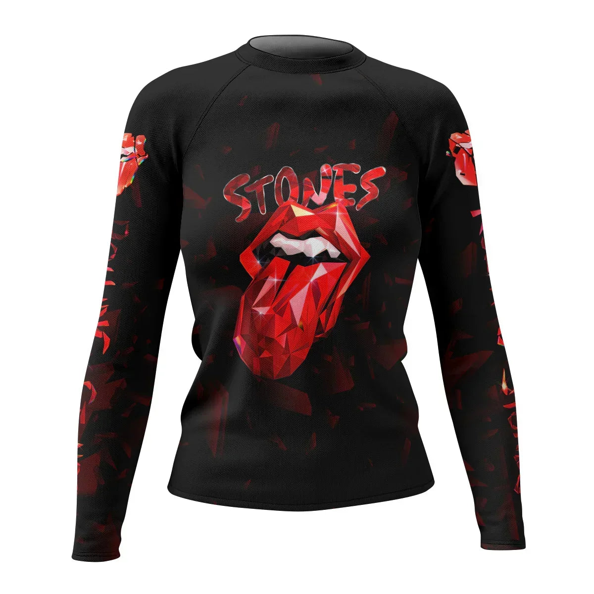 The Rolling Stones Tongue Logo Women's Rash Guard Long Sleeve - front view mockup