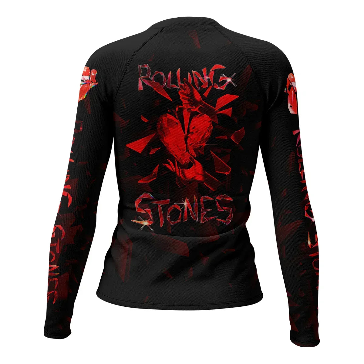 The Rolling Stones Tongue Logo Women's Rash Guard Long Sleeve - back view mockup