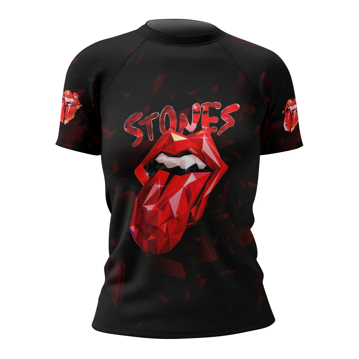 The Rolling Stones Tongue Logo Women's Rash Guard Short Sleeve - front view mockup