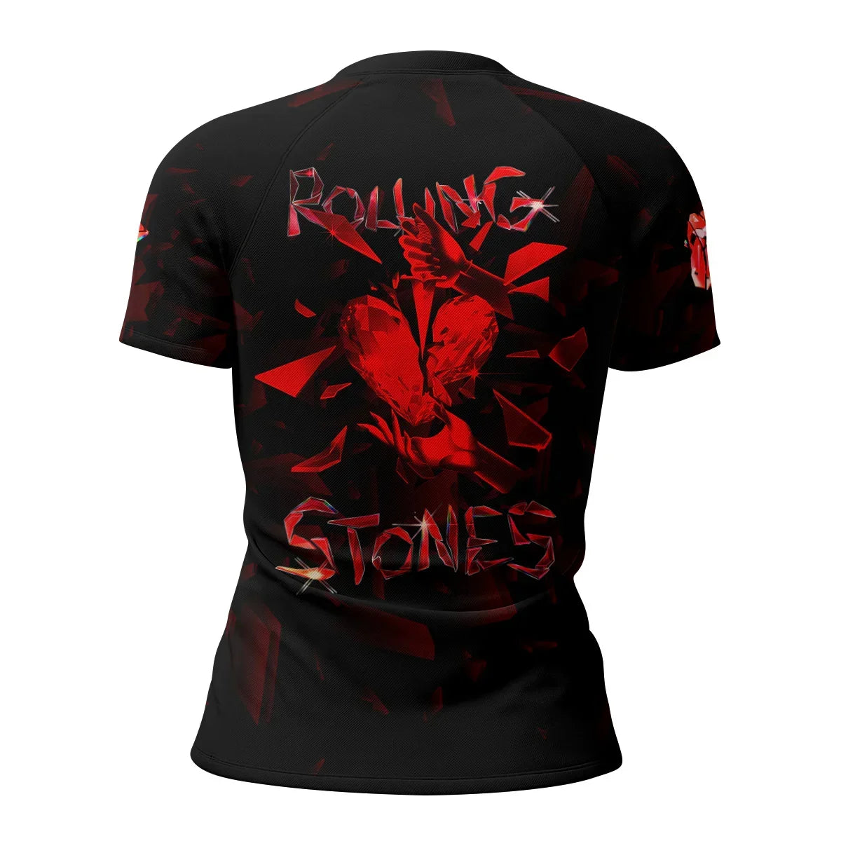 The Rolling Stones Tongue Logo Women's Rash Guard Short Sleeve - back view mockup