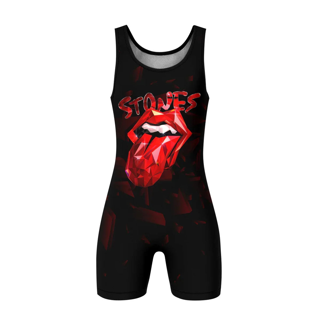 The Rolling Stones Tongue Logo Wrestling Singlet - front and back view