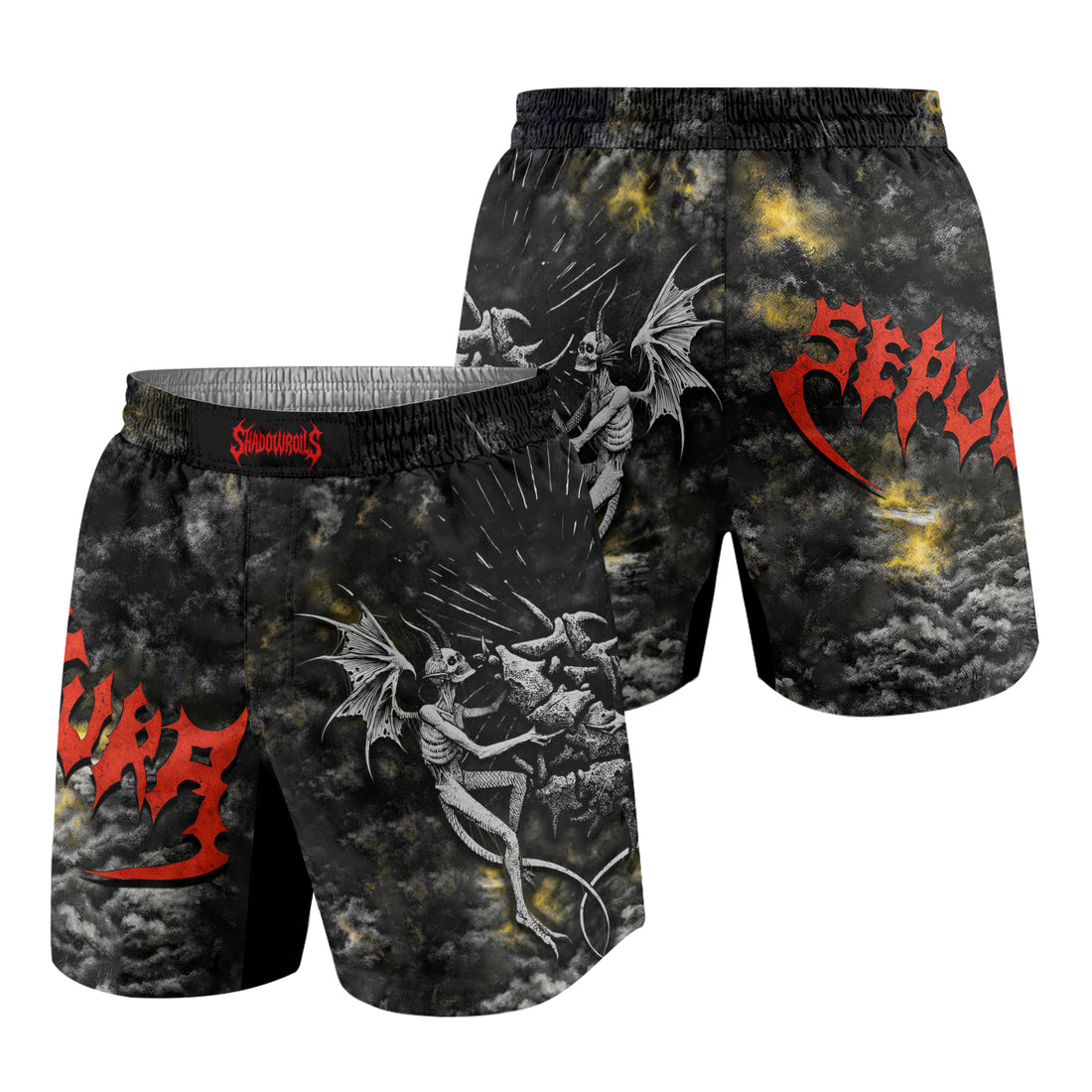 Sepultura Demonic Sacrifice Grappling Shorts - front and back view