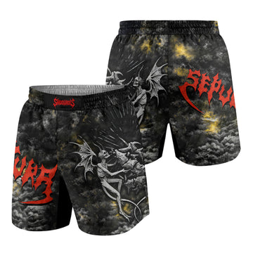 Sepultura Demonic Sacrifice Grappling Shorts - front and back view