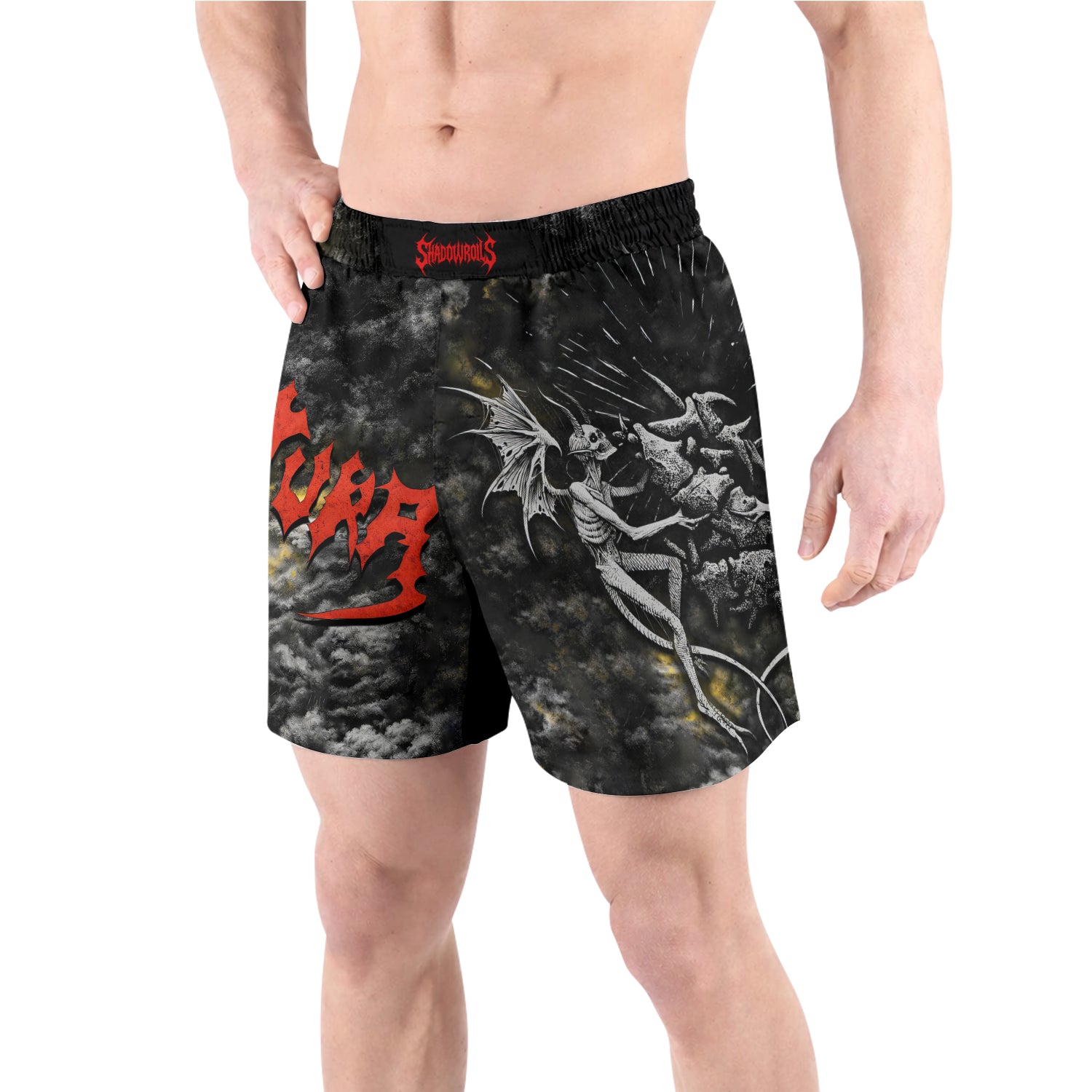 Sepultura Demonic Sacrifice Grappling Shorts - front view lifestyle