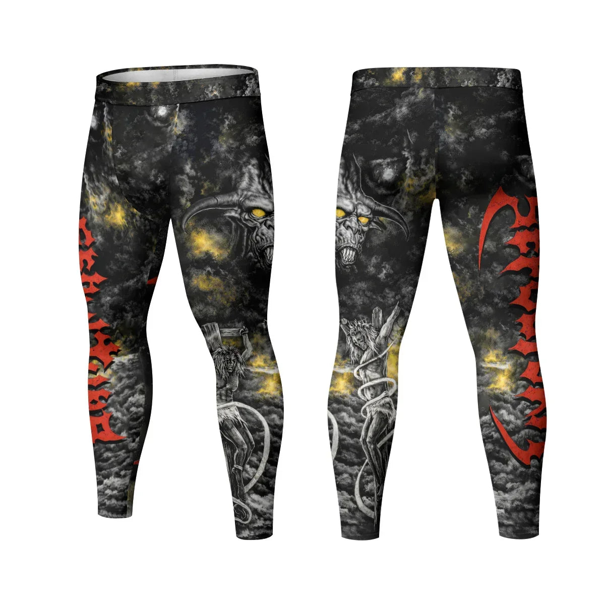 Sepultura Demonic Sacrifice Men's Leggings - front and back view