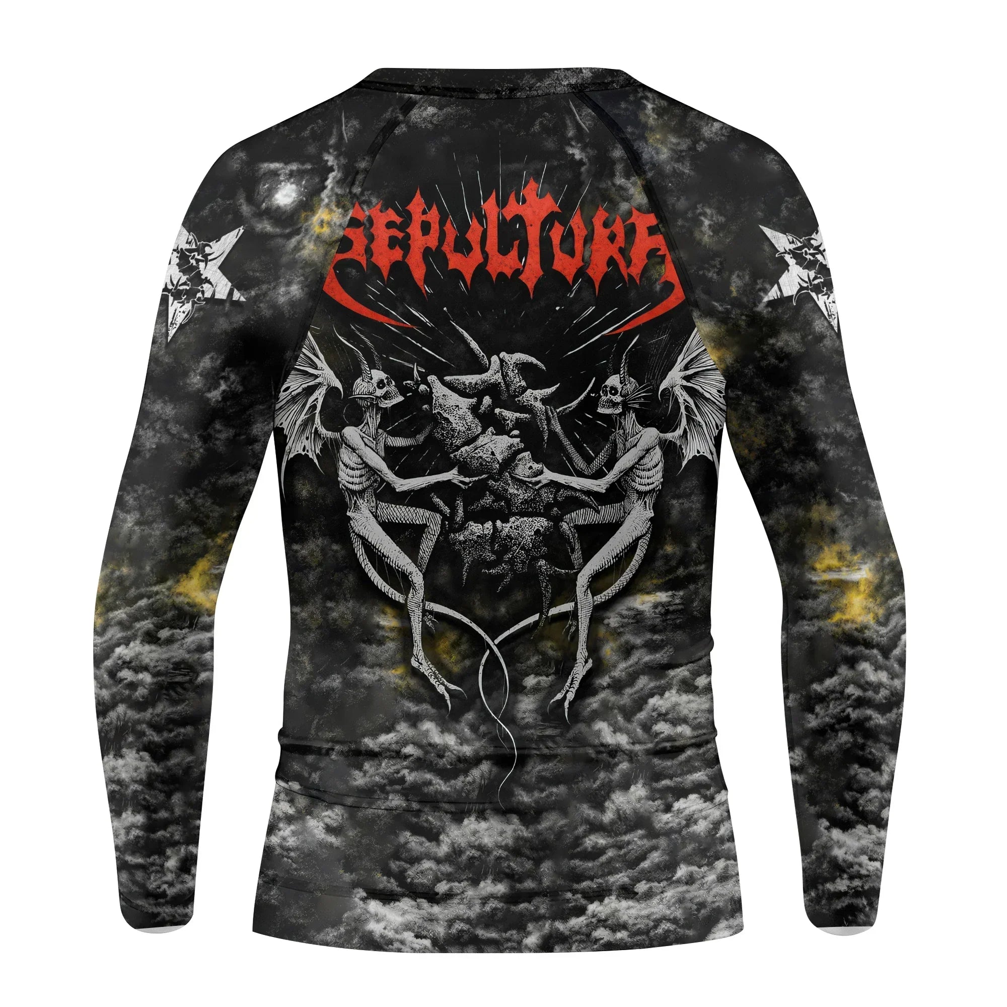 Sepultura Demonic Sacrifice Kids Rash Guard Long Sleeve - back view mockup