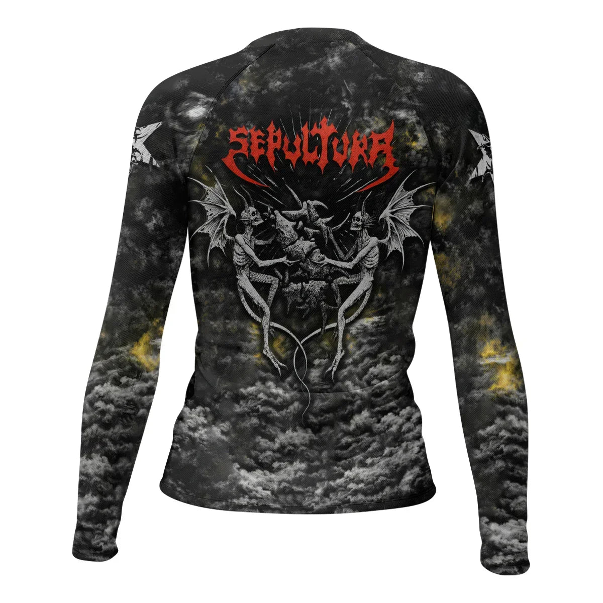 Sepultura Demonic Sacrifice Women's Rash Guard Long Sleeve - back view mockup