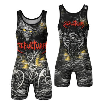 Sepultura Demonic Sacrifice Wrestling Singlet - front and back view