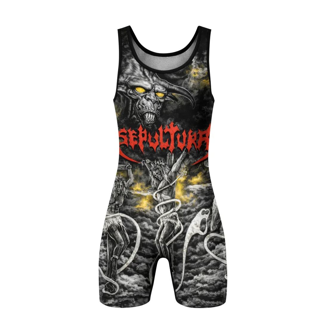 Sepultura Demonic Sacrifice Wrestling Singlet - front and back view