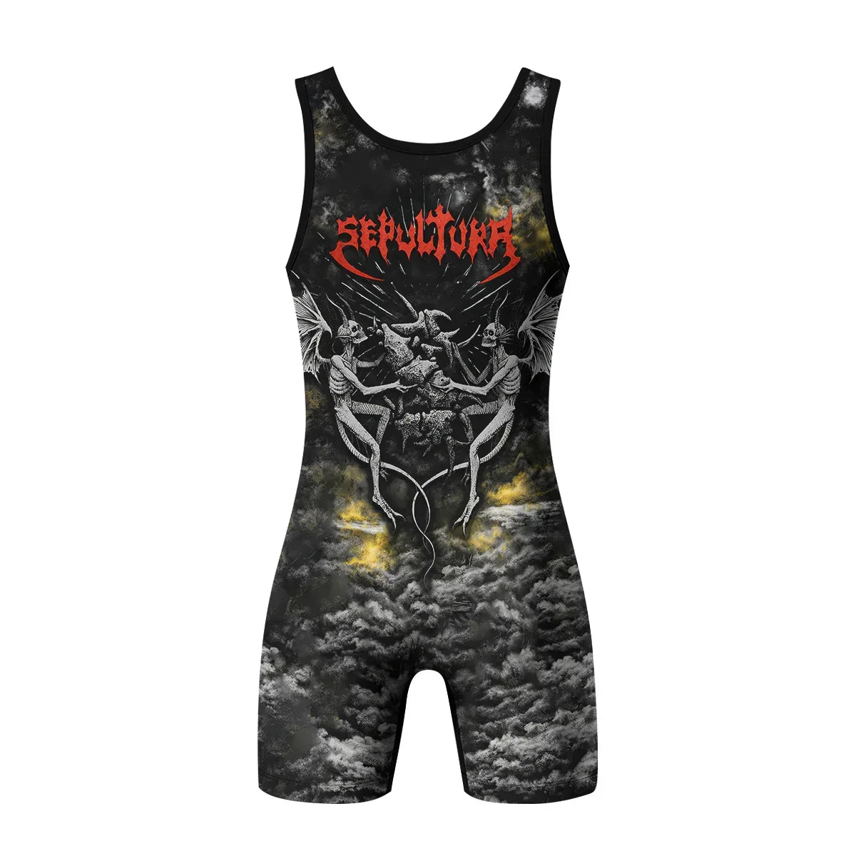 Sepultura Demonic Sacrifice Wrestling Singlet - back view mockup