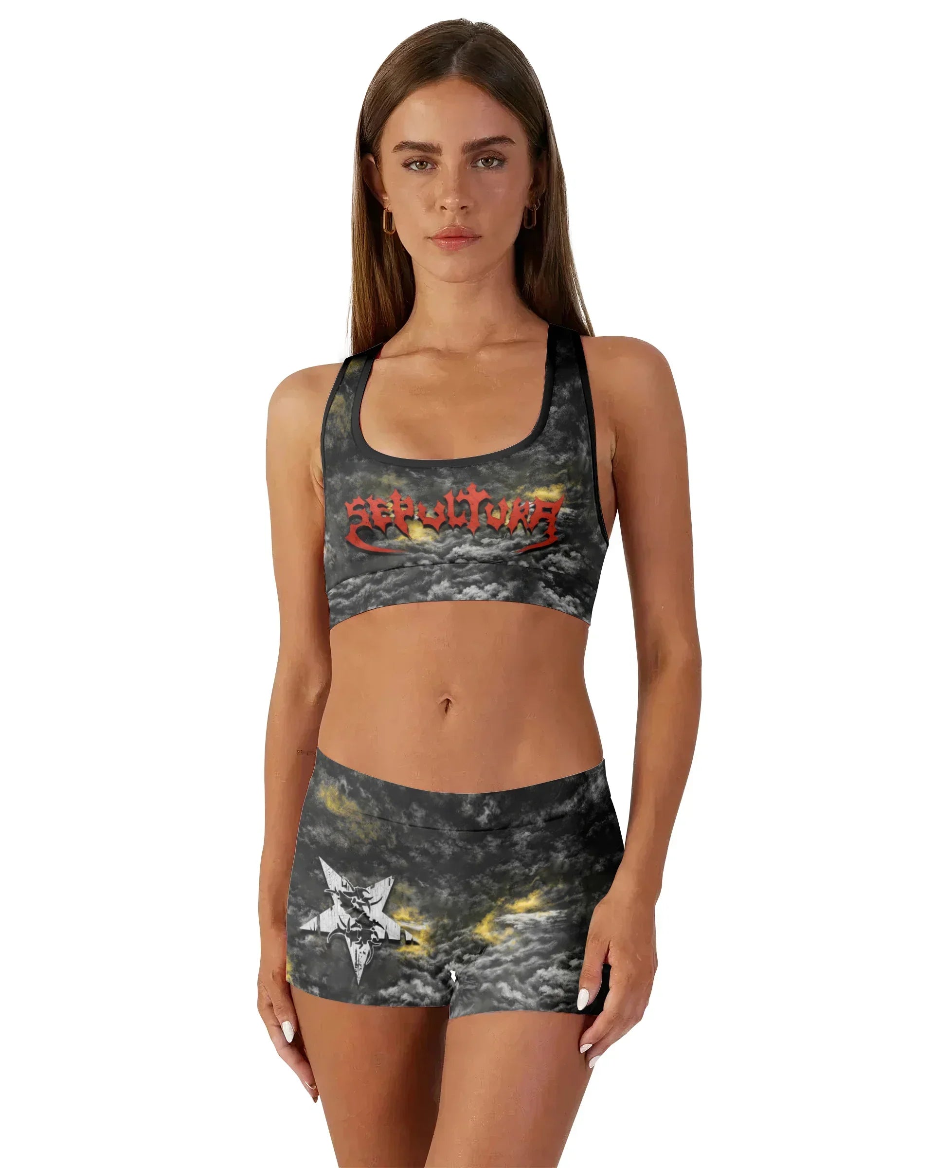 Sepultura Demonic Sacrifice Women's Workout Set - front lifestyle view