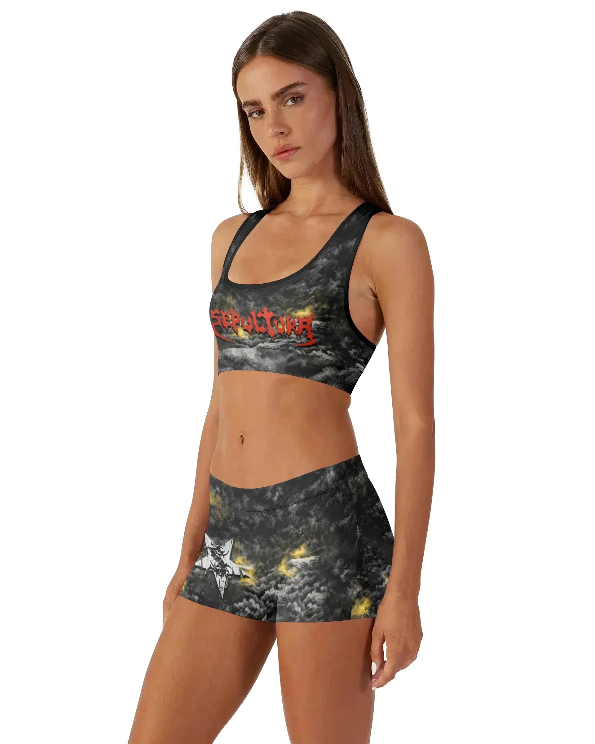 Sepultura Demonic Sacrifice Women's Workout Set - side lifestyle view