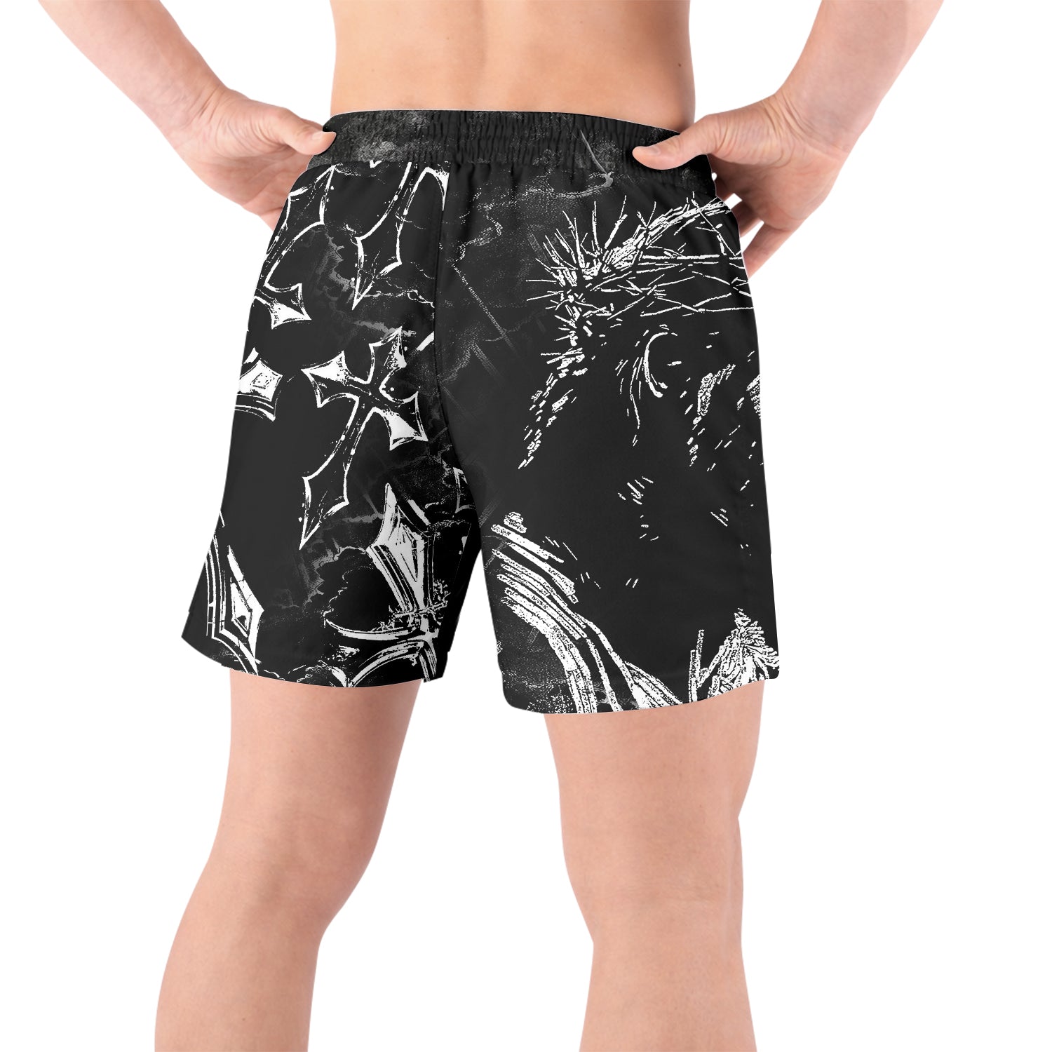 Jesus Is Alive Grappling Shorts - back view lifestyle