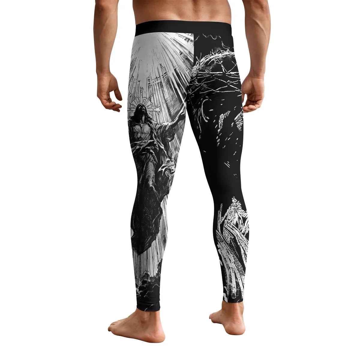 Jesus Is Alive Men's Leggings - back view mockup