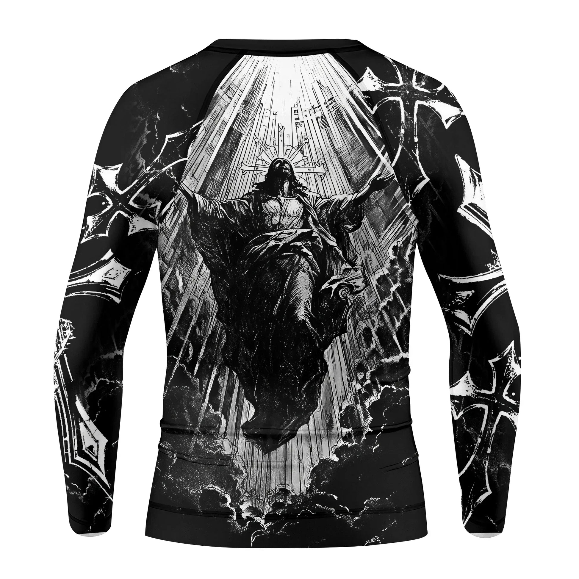 Jesus Is Alive Kids Rash Guard Long Sleeve - back view mockup