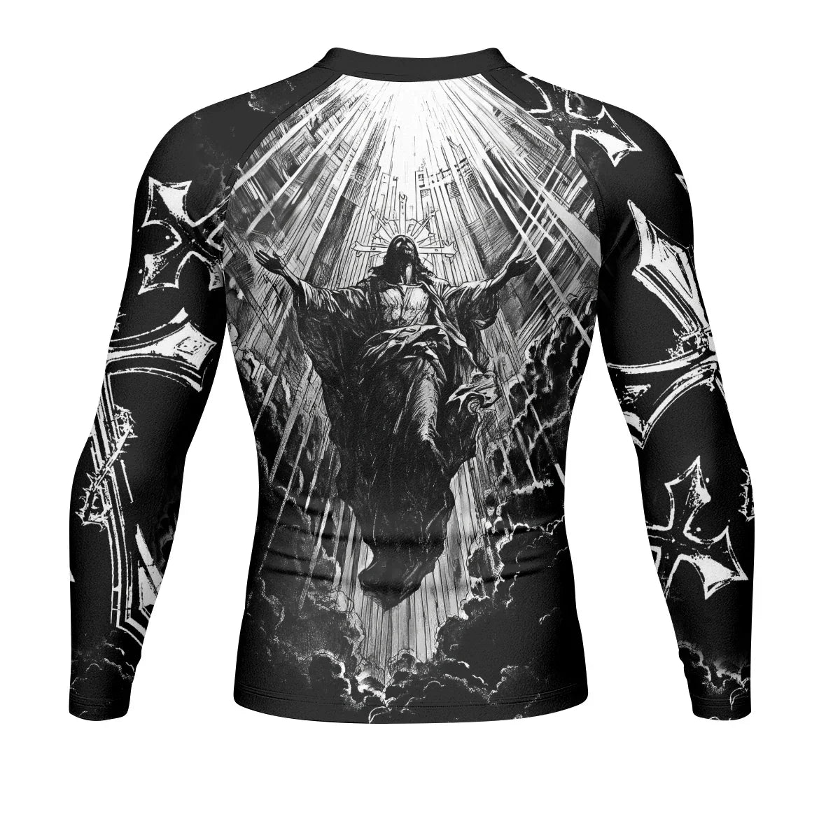 Jesus Is Alive Men's Rash Guard Long Sleeve - back view mockup