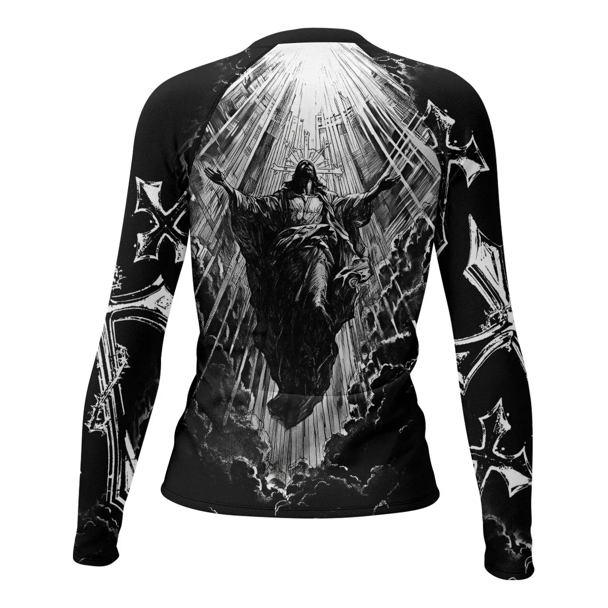 Jesus Is Alive Women's Rash Guard Long Sleeve - back view mockup