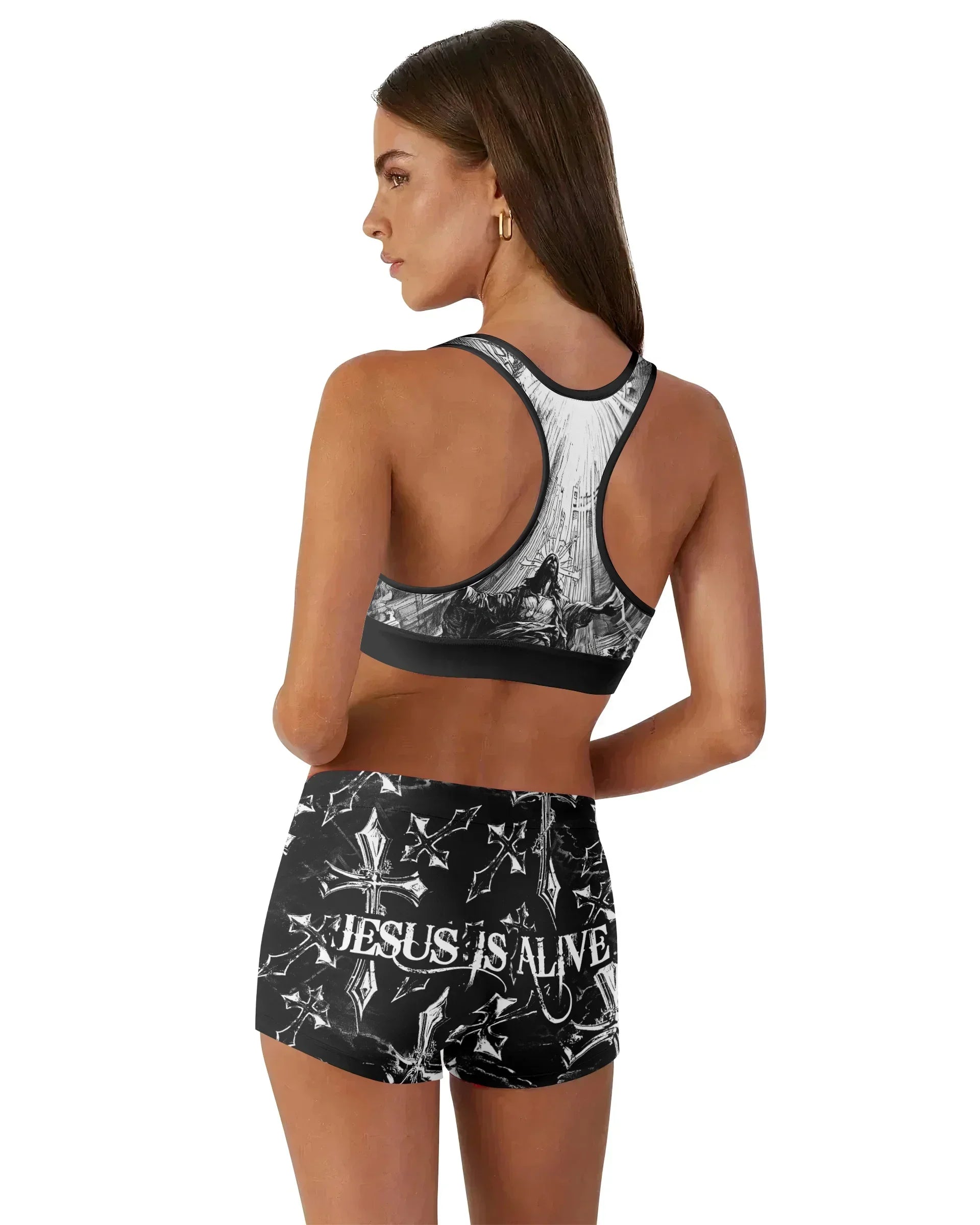 Jesus Is Alive Women's Workout Set - back lifestyle view