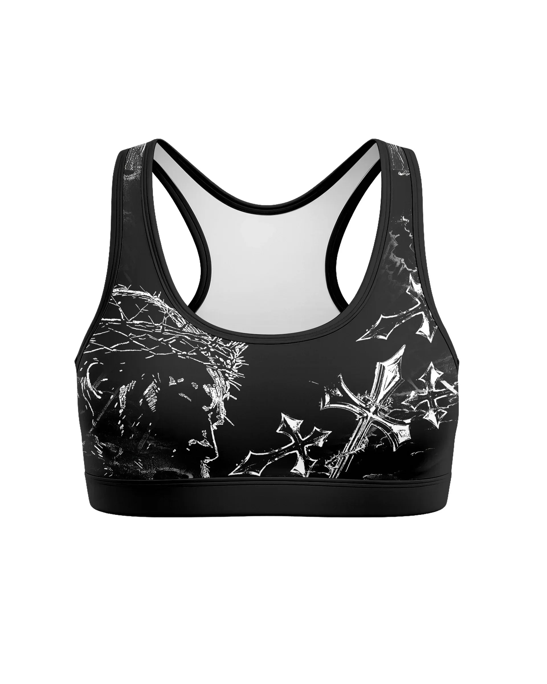 Jesus Is Alive Women's Padded Sports Bra - front view mockup