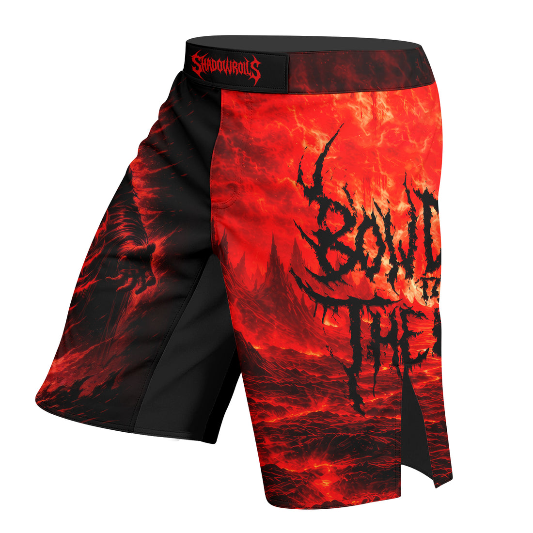 Bow Down To The King Fight Shorts - right side mockup