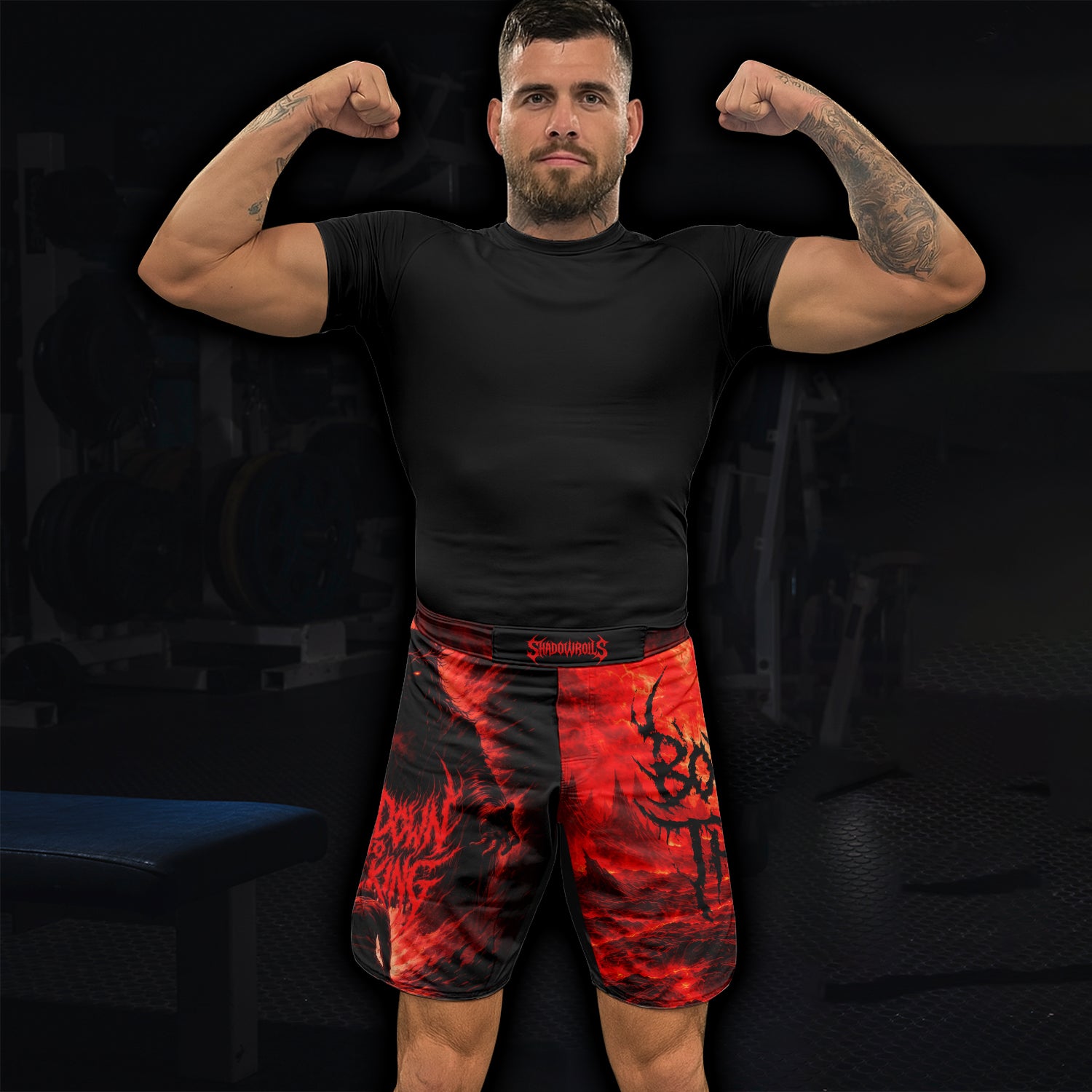 Bow Down To The King Fight Shorts - lifestyle view