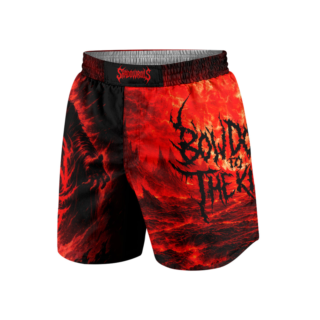 Bow Down To The King Grappling Shorts - front and back view