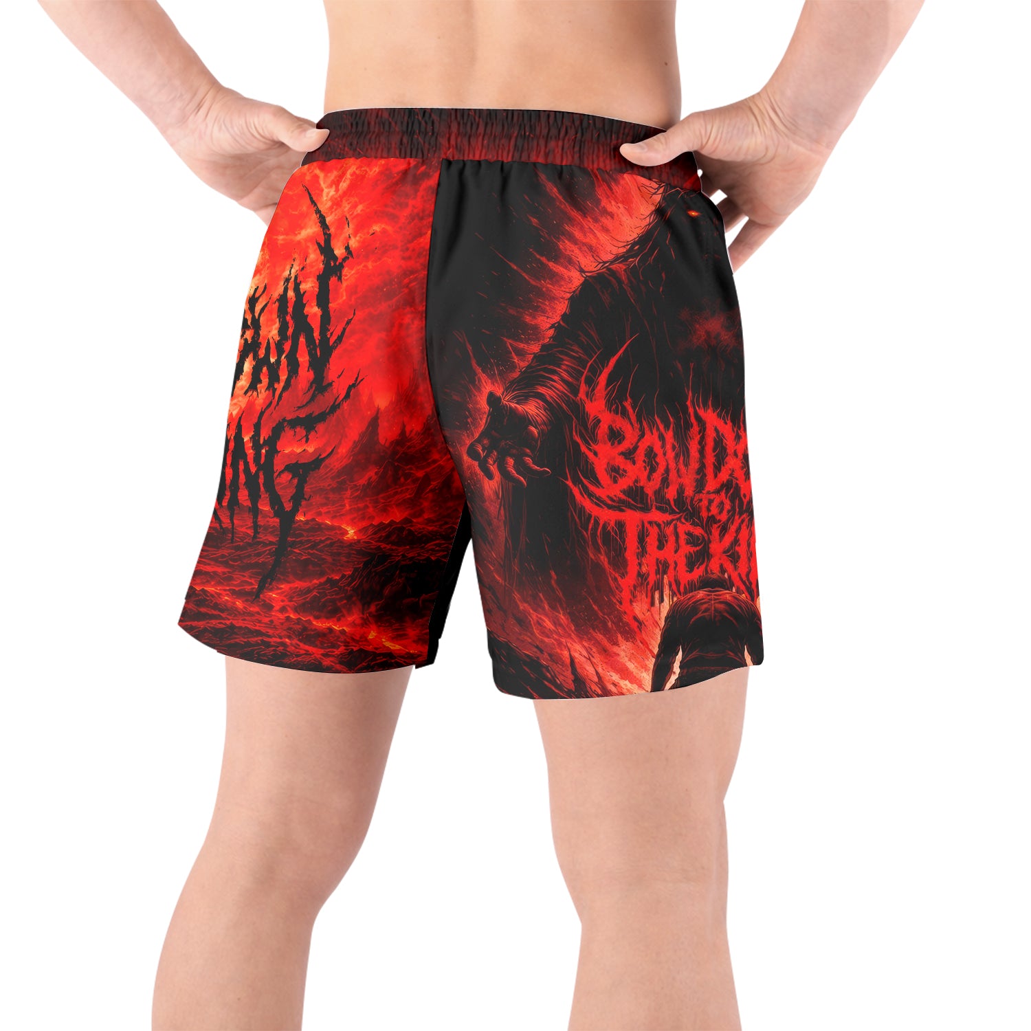 Bow Down To The King Grappling Shorts - back view lifestyle