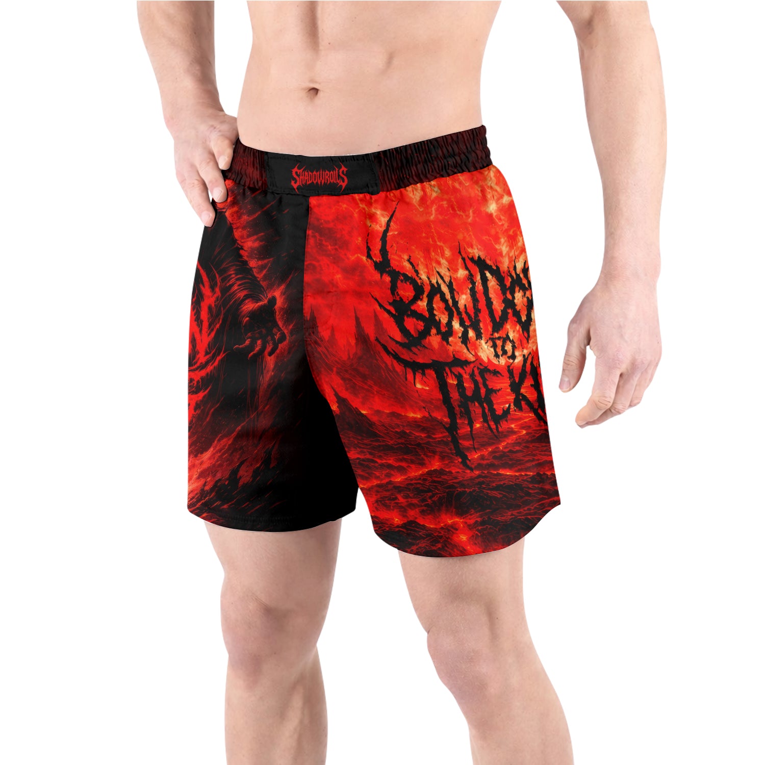 Bow Down To The King Grappling Shorts - front view lifestyle