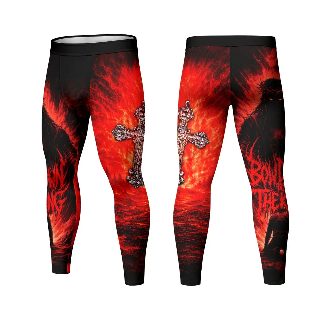 Bow Down To The King Men's Leggings - front and back view