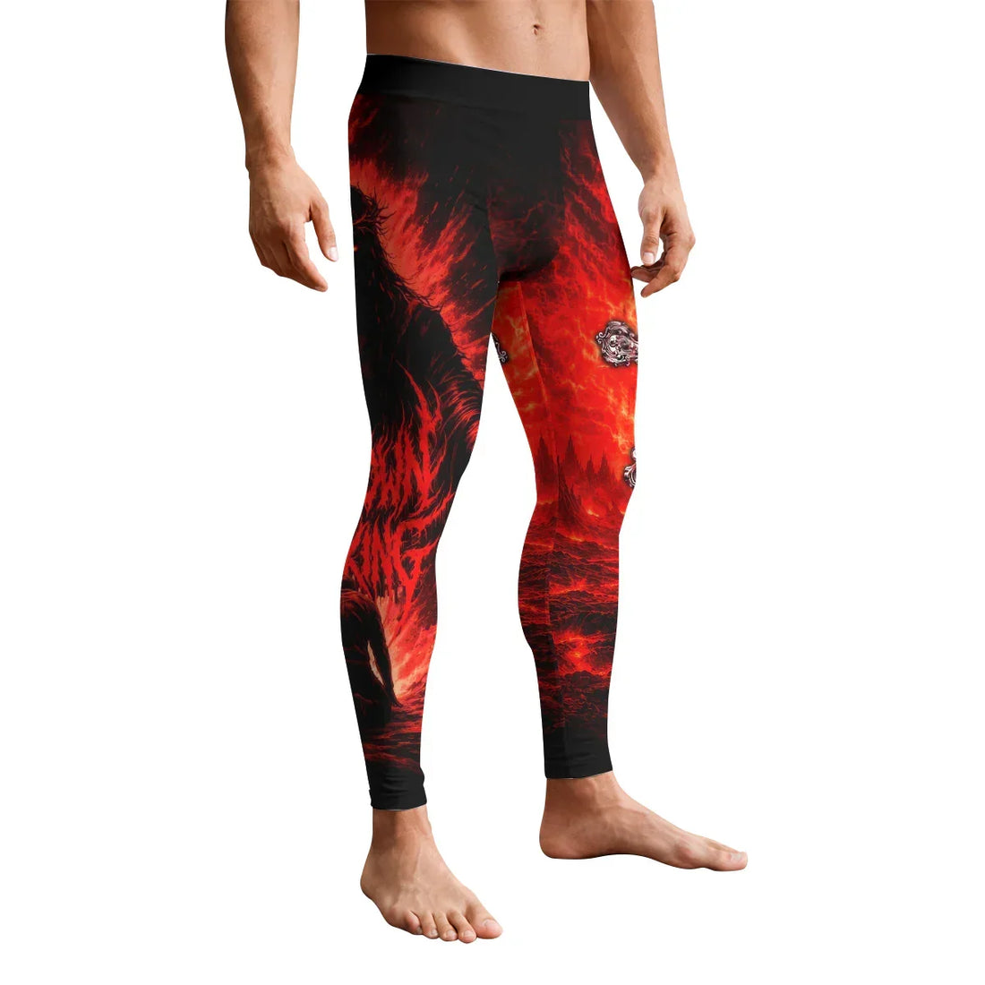 Bow Down To The King Men's Leggings - front and back view