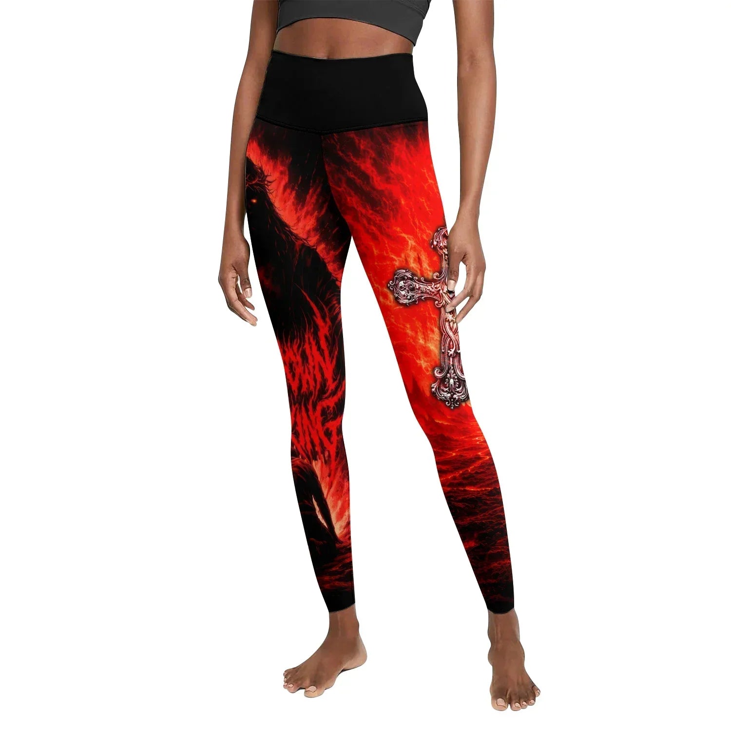 Bow Down To The King Women's Leggings - front view mockup