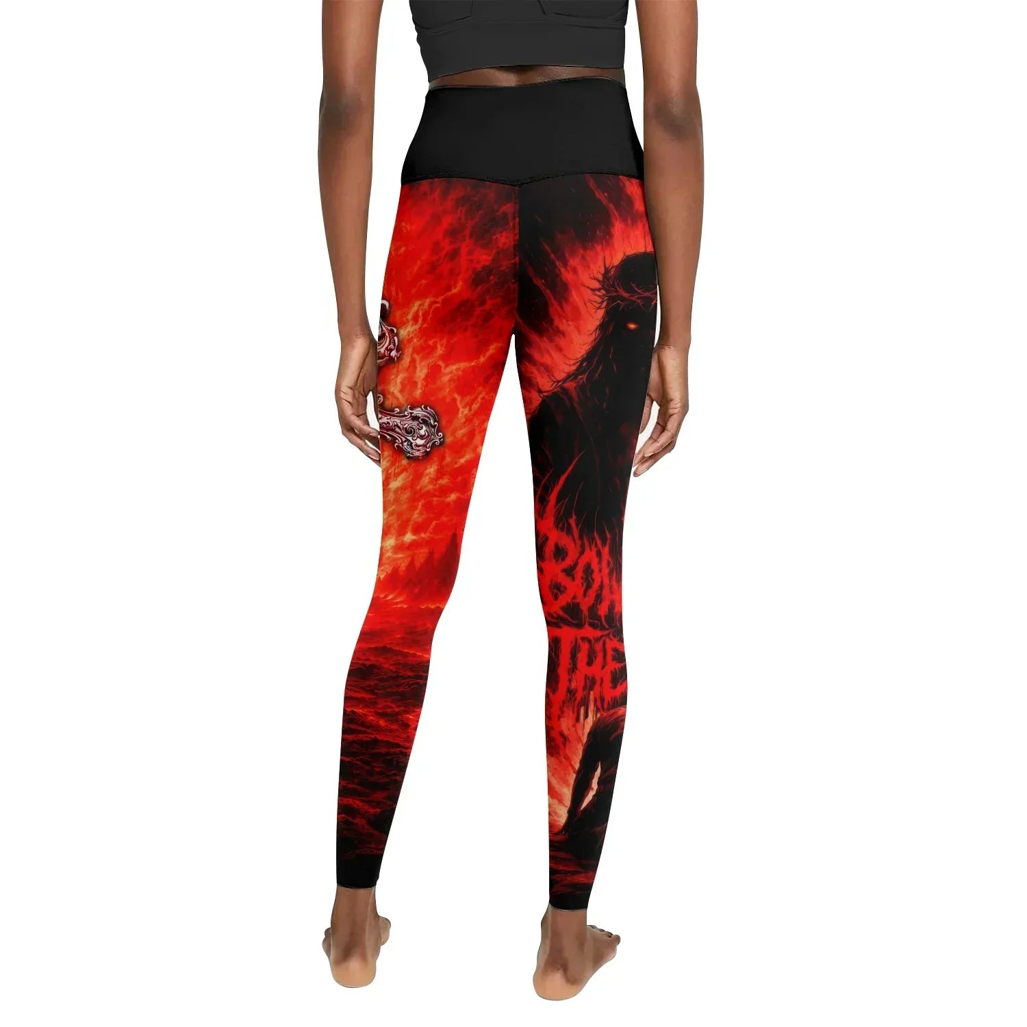 Bow Down To The King Women's Leggings - back view mockup
