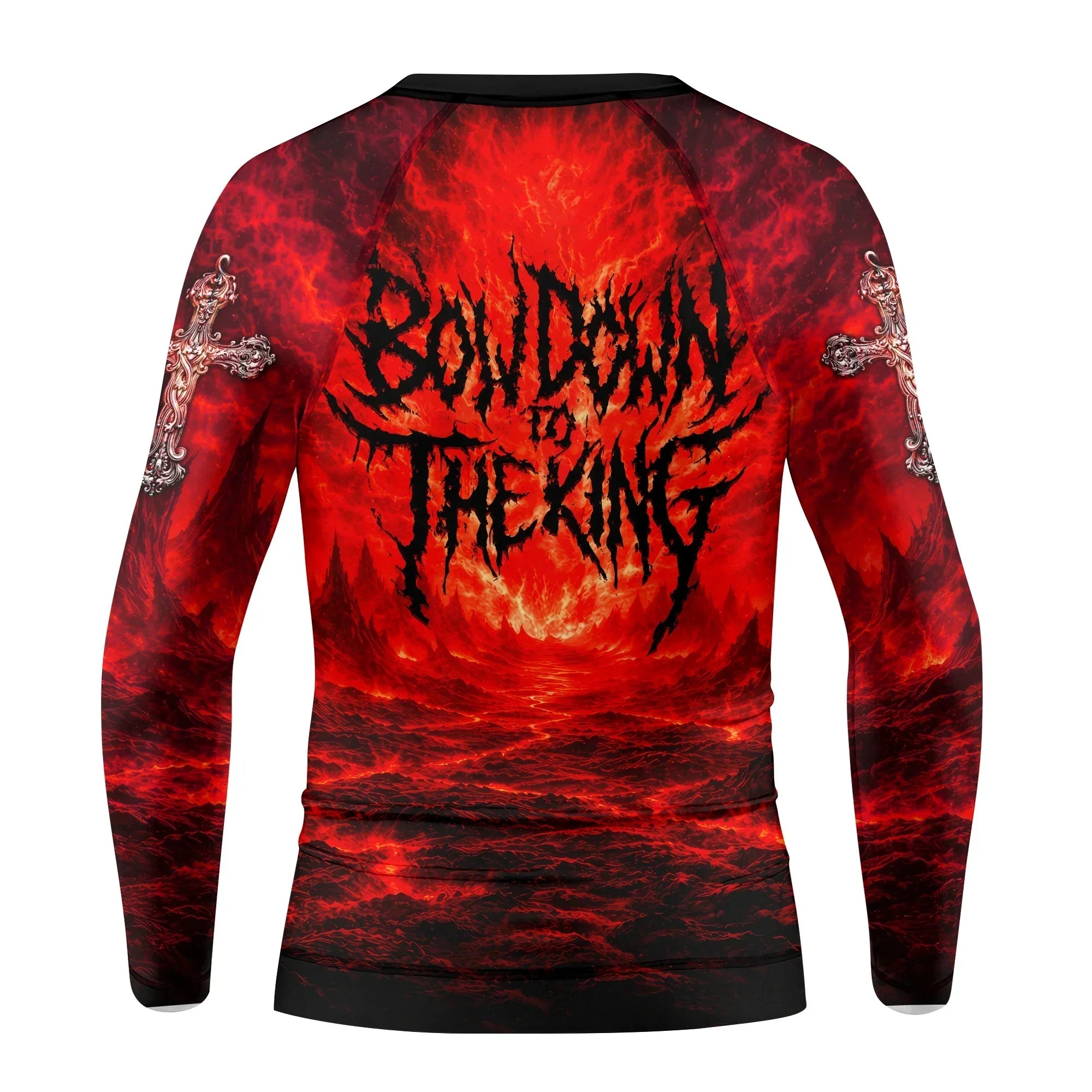 Bow Down To The King Kids Rash Guard Long Sleeve - back view mockup