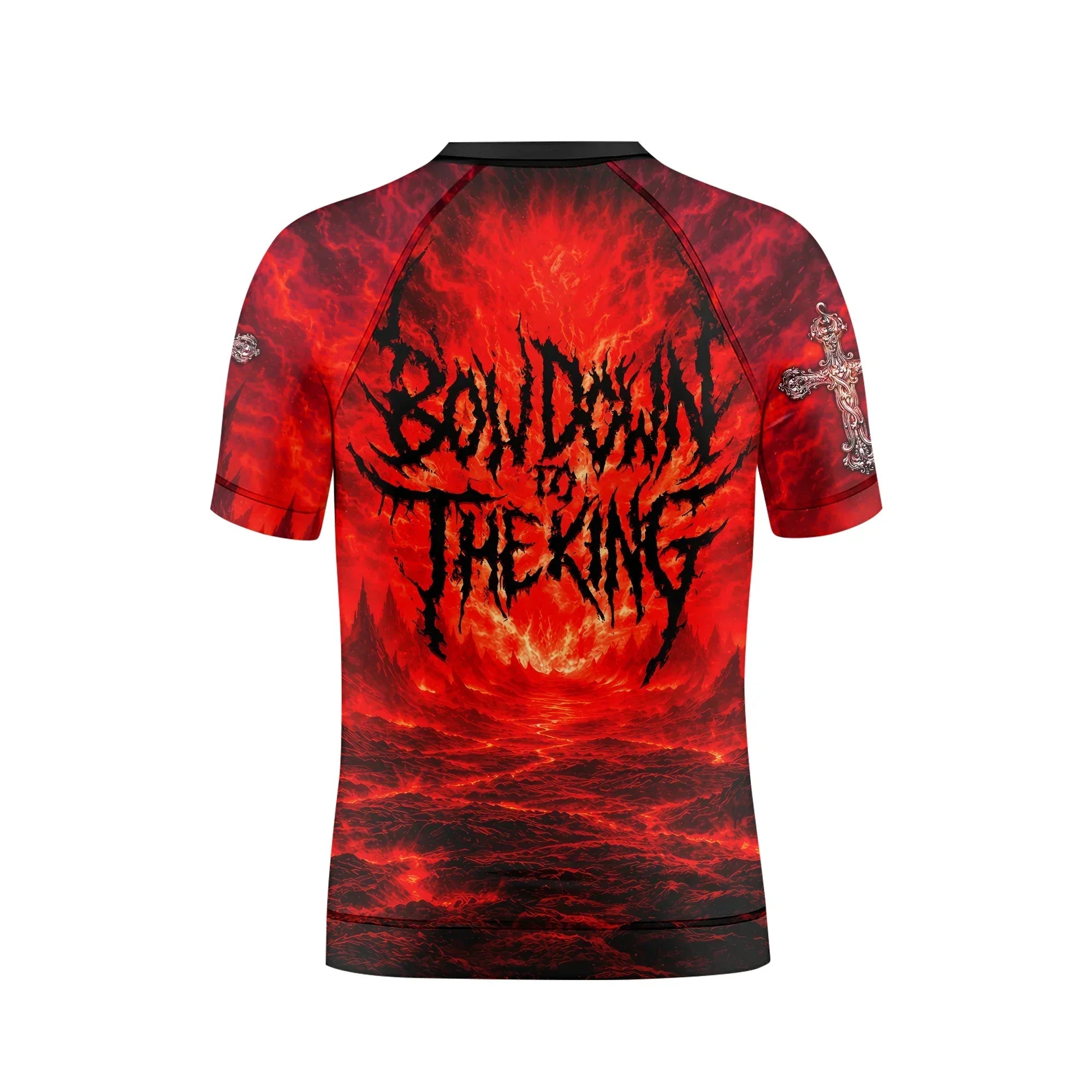 Bow Down To The King Kids Rash Guard Short Sleeve - back view mockup