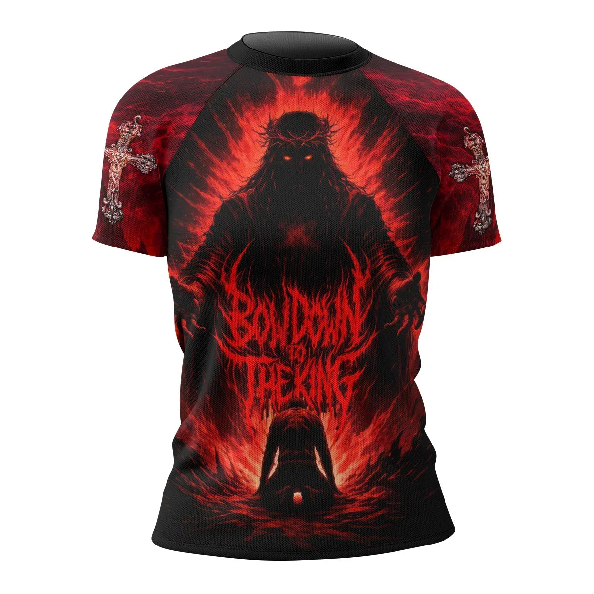 Bow Down To The King Women's Rash Guard Short Sleeve - front view mockup