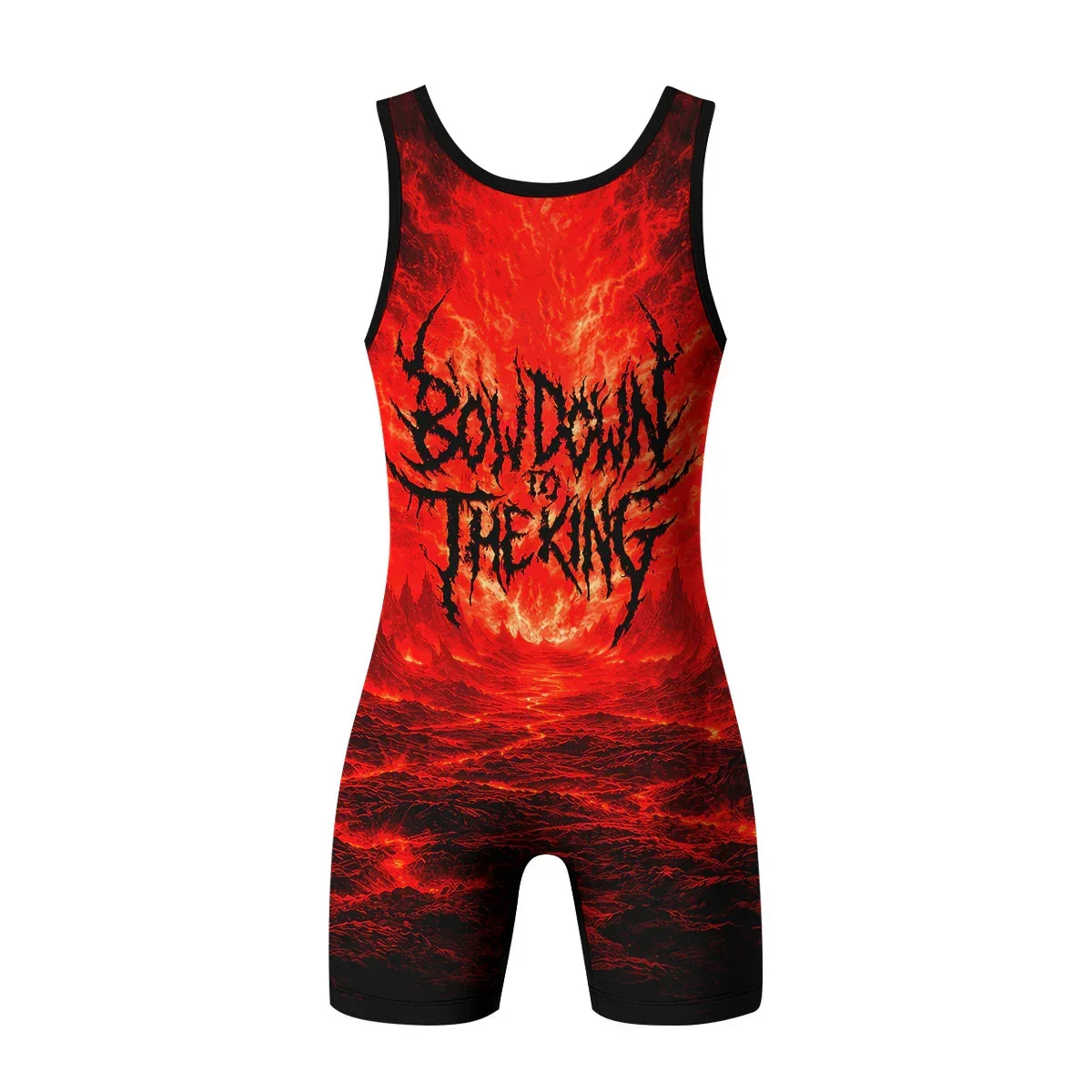 Bow Down To The King Wrestling Singlet - back view mockup