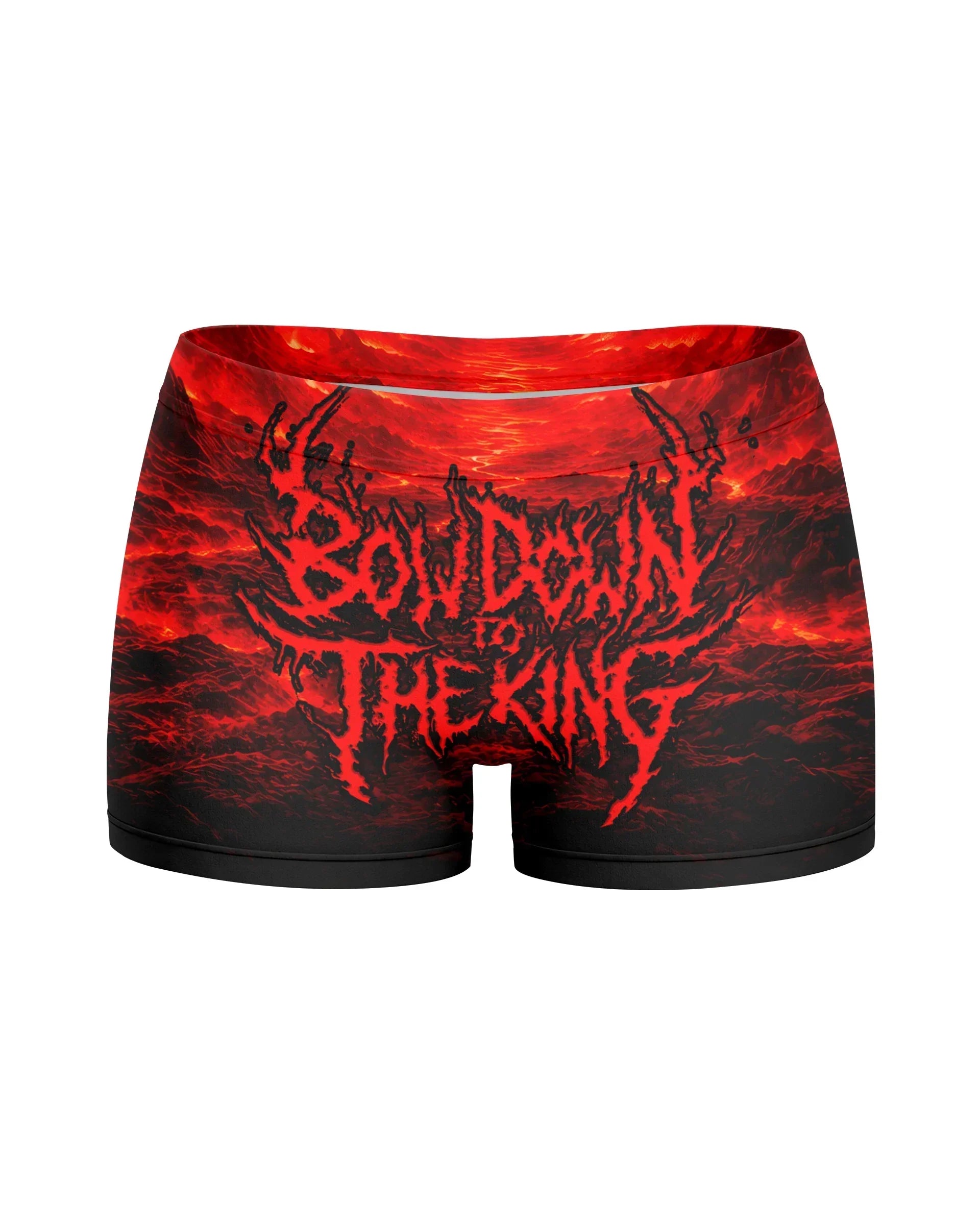 Bow Down To The King Women's Yoga Shorts - front view mockup